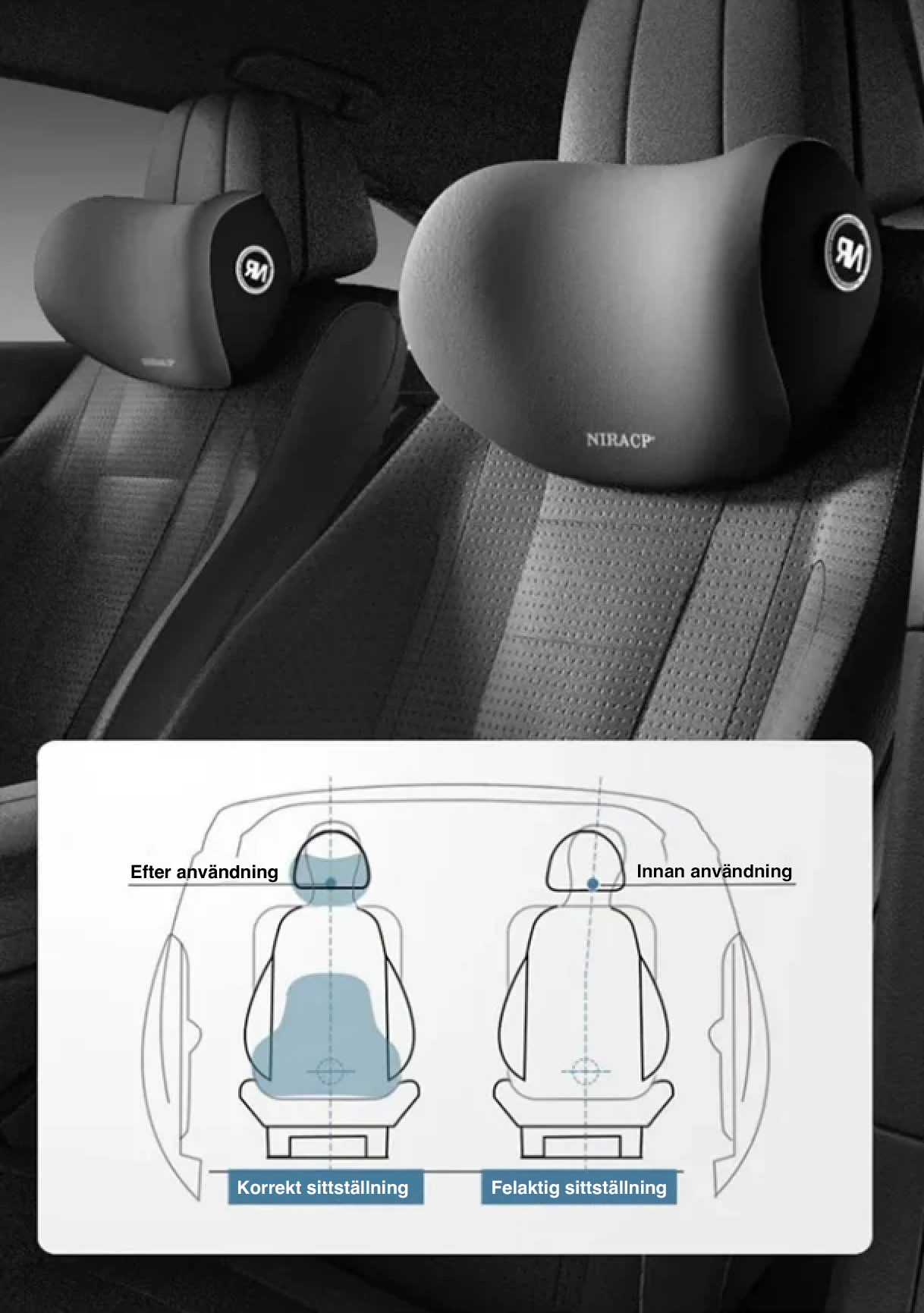 2-i-1 hodestøtte og nakkestøtte for bilen: Ergonomisk komfort for lange reiser