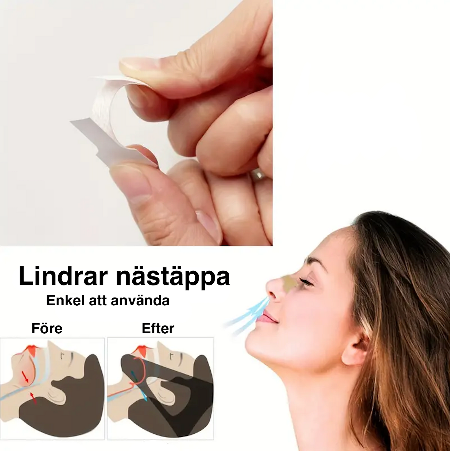 Anti-snorkestrips – Nesebeskyttelse for bedre søvn og fri pust (20 stk)
