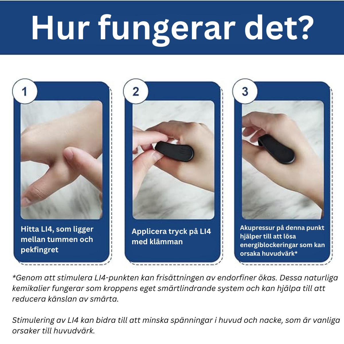 Effektiv migreneklemme for migrenespenning, angst og hodepinelindring
