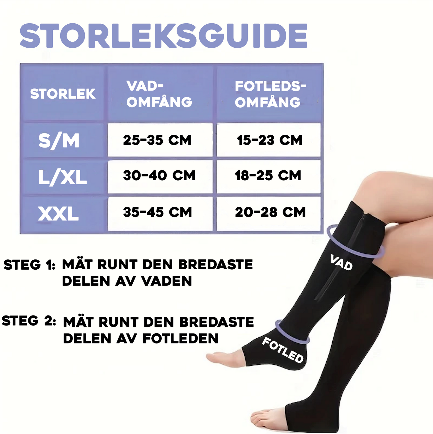 Støttestrømper med glidelås – Kompresjon, enkel å ta på og forbedret blodsirkulasjon