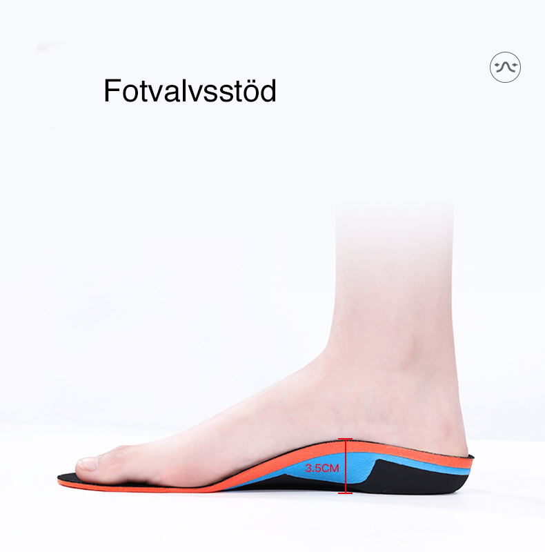 Ergonomiske skoinnlegg med støtte for fotbuen og støtdemping