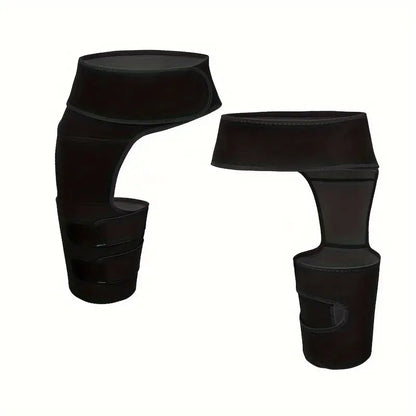 Neopren hoftestøtte for smertelindring i isjias, lyske og lår. Justerbar kompresjon, unisex design.