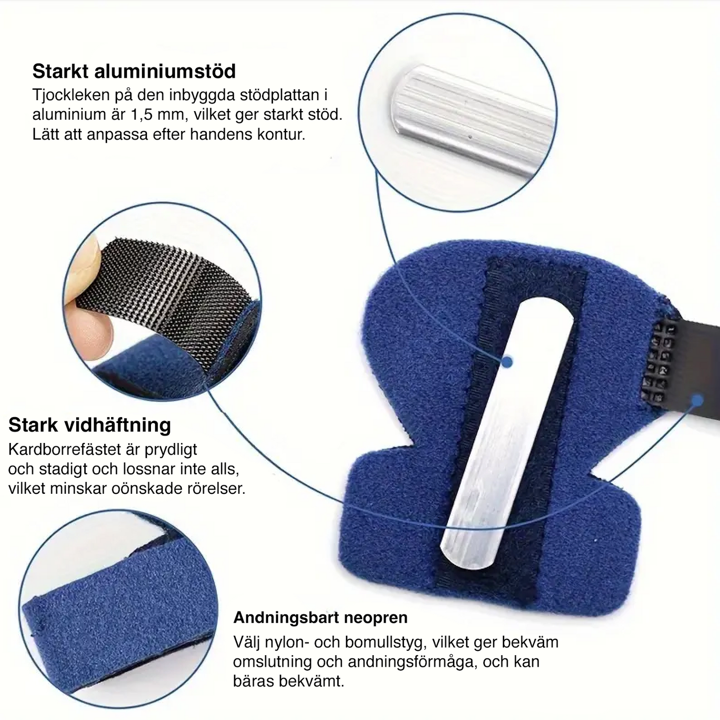 Justerbar fingerskinne med aluminiumsstøtte – stabiliserende støtte for fingrene