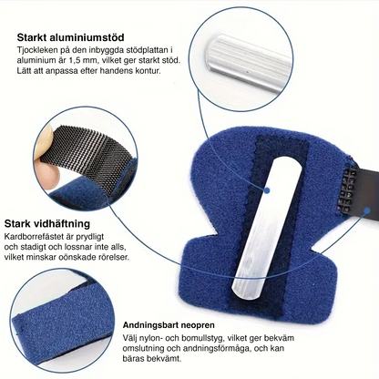 Justerbar fingerskinne med aluminiumsstøtte – stabiliserende støtte for fingrene