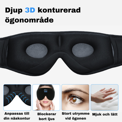 Søvnmaske med innebygde hodetelefoner for dypere søvn